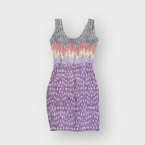 Purple and Pink Crinkle Ruche Bodycon Boho Hippie Rayon Dress